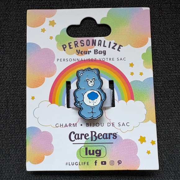 Care Bears x Lug Novelty Charm - Grumpy Bear (Blue with Rain Cloud Hearts) - Picture 1 of 7